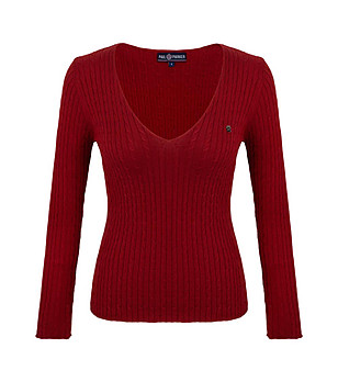 Червен дамски пуловер Lisha снимка