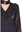 Черна дамска блуза с дантела-3 снимка