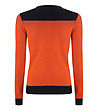 Памучен дамски пуловер в оранжево и тъмносиньо Ciara-1 снимка