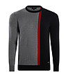 Памучен мъжки пуловер в сиво, черно и червено Gus-0 снимка