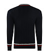 Тъмносин мъжки памучен пуловер с контрастни кантове Eddy-1 снимка
