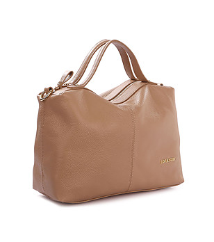 Дамска чанта от естествена кожа в цвят таупе Tina снимка