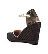 Дамски обувки с канава в черно и златисто Tessa-2 снимка