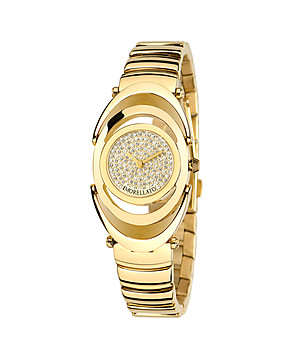 Позлатен дамски часовник с камъчета снимка
