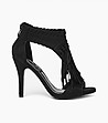 Черни дамски сандали с ресни Bella-1 снимка
