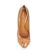 Кожени дамски обувки в цвят коняк Flores-1 снимка