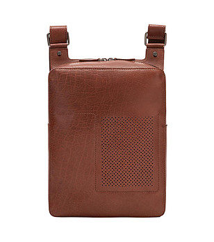 Кафява мъжка чанта от естествена кожа Iggy снимка