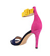 Велурени дамски сандали в тъмносиньо, жълто и розово-2 снимка