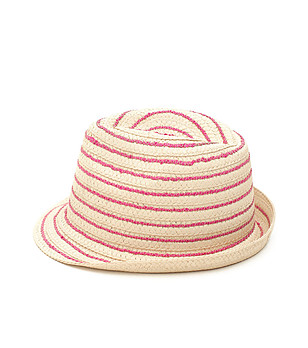 Бежова дамска шапка на розови райета Peni снимка