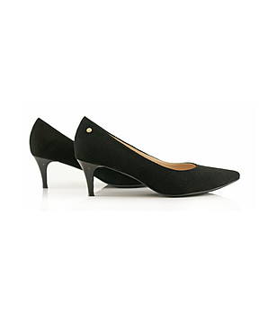 Черни дамски обувки от естествен велур Velma снимка