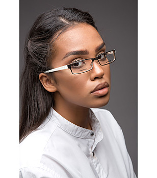Златисти дамски рамки за очила с бели дръжки снимка