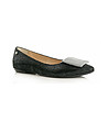 Черни дамски кожени обувки със сив детайл Rajana-2 снимка