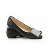 Черни дамски кожени обувки със сив детайл Rajana-4 снимка