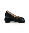 Черни дамски велурени обувки с панделка Ramona-4 снимка