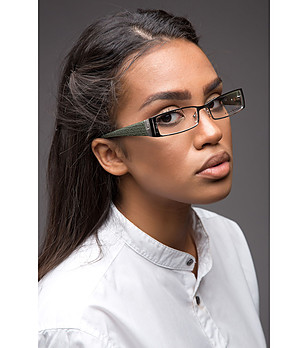 Сребристи unisex рамки за очила със зелени дръжки снимка