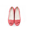 Дамски кожени обувки с пискюл в цвят корал-1 снимка
