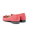 Дамски кожени обувки с пискюл в цвят корал-4 снимка