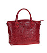 Червена кожена дамска чанта с флорални мотиви Sandy-0 снимка