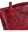 Червена кожена дамска чанта с флорални мотиви Sandy-2 снимка