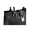 Черна кожена дамска чанта с метална закопчалка-2 снимка