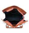 Кафява кожена дамска чанта с метална закопчалка-3 снимка
