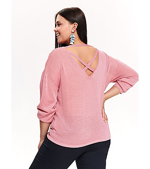 Розова дамска блуза с ефектен гръб Lucilla снимка