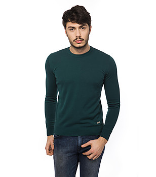 Зелен памучен мъжки пуловер Lonny снимка