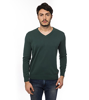 Тъмнозелен памучен мъжки пуловер Denis снимка