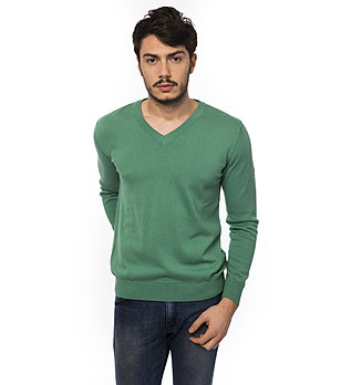 Зелен памучен мъжки пуловер Denis снимка