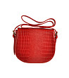 Червена релефна кожена чанта за рамо-0 снимка