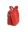 Червена релефна кожена чанта за рамо-2 снимка