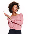 Розова дамска блуза с ефектен гръб Lucilla-1 снимка