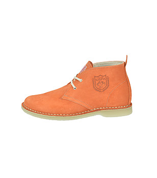 Оранжеви дамски кожени обувки снимка