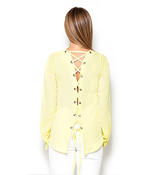 Жълта дамска блуза с връзка при гърба Welia снимка