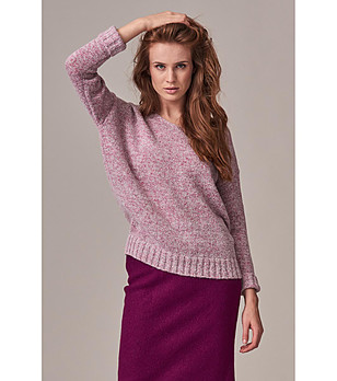 Дамски пуловер в розов меланж Mori снимка