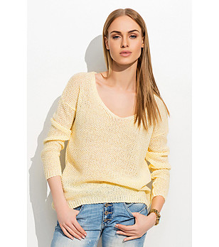 Жълт дамски пуловер Della снимка