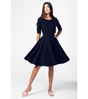 Черна рокля с къдрички Agia снимка