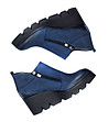 Тъмносини кожени дамски обувки с платформа-3 снимка