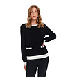 Черен дамски пуловер с бели детайли Alison-0 снимка