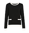 Черен дамски пуловер с бели детайли Alison-4 снимка