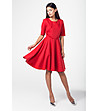 Червена клоширана рокля с къдрички Agia-0 снимка