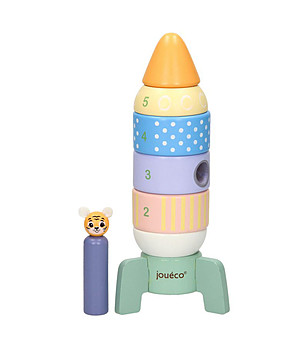 Дървена дидактическа играчка Jouéco за низане и сортиране Ракета снимка