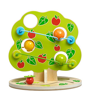 Дървена интерактивна игра-писта - Ябълково дърво с топки снимка