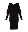 Черна рокля с V-образно деколте Julia -2 снимка