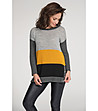 Дамски пуловер в сиви нюанси, черно и цвят мед-0 снимка