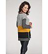 Дамски пуловер в сиви нюанси, черно и цвят мед-1 снимка