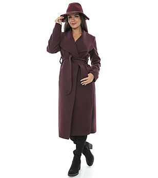 Дамско палто в цвят марсала снимка
