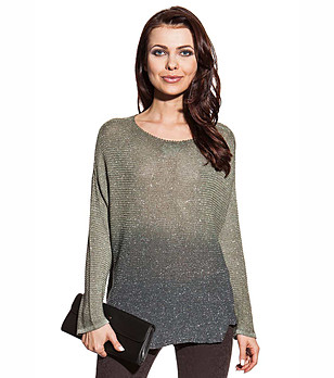 Дамска блуза в преливащо зелено и сиво Tavia снимка