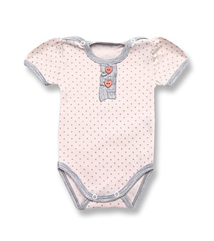 Розово бебешко памучно боди с къс ръкав на точки снимка