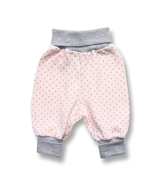 Бебешки розов памучен панталон на сиви точки снимка